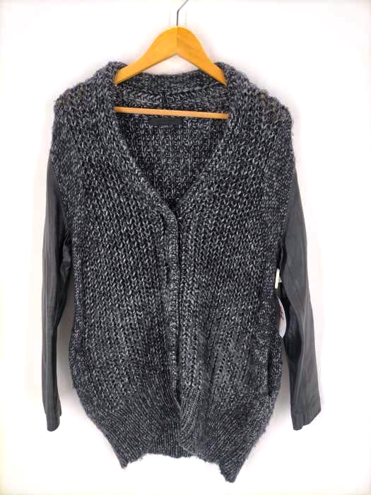 アレキサンダーワン Alexander Wang Heather Wool Cardigan Leather Sleeve レディース JPN：XS