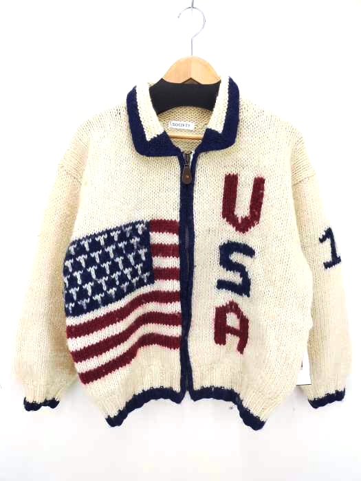 ユーズドフルギ USED古着 {{so ciety}} カウチンニット レディース JPN：M