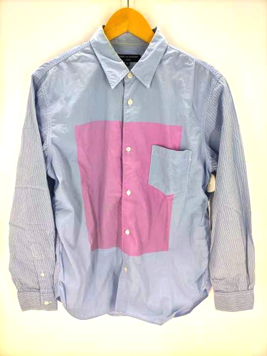 コムデギャルソンオム COMME des GARCONS HOMME AD2018 19ss綿ストライプ製品プリント L/Sシャツ メンズ JPN：M