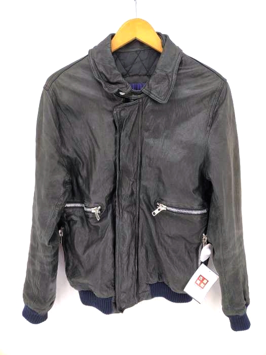 ユーズドフルギ USED古着 {{NUDE JUST LEATHER FOR MAN}} MADE IN KOREA 多連ジップシングルライダース メンズ 表記無