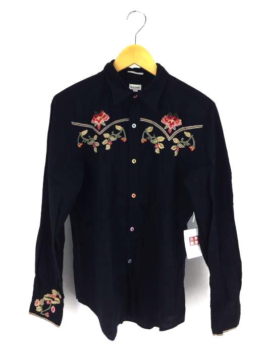 Paul Smith(ポールスミス) Flower embroidery western shirt 花刺繍 マルチカラーボタン ウエスタンシャツ レディース import:L
