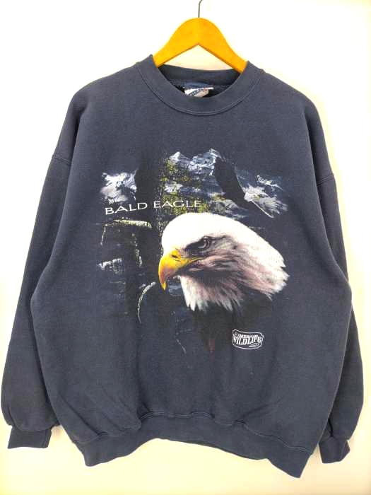 USED古着(ユーズドフルギ) AMERICAN WILDLIFE ビッグサイズイーグルルプリントスウェット メンズ  XL