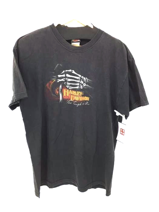 HARLEY-DAVIDSON(ハーレーダビッドソン) USA製 2000年コピーライト入り 両面スカルプリントTシャツ メンズ JPN：L