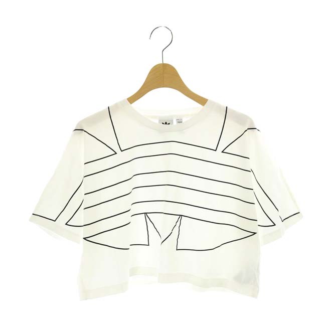 adidas Originals(アディダスオリジナルス) ラージロゴ Tシャツ カットソー ショート丈 半袖 M 白 黒 ホワイト ブラック GD2358 /DF ■OS レディース  M