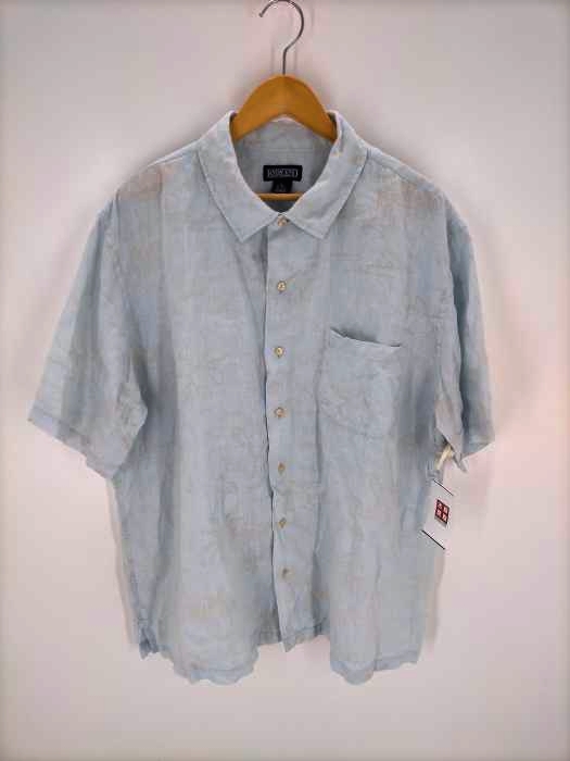 LANDS END(ランズエンド) 90S ハイビスカス柄 リネン半袖シャツ メンズ JPN：XL