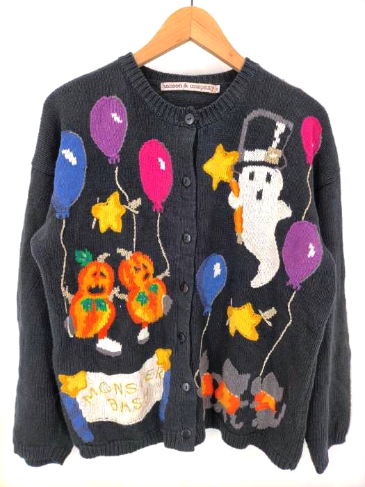 USED古着(ユーズドフルギ) HANSEN & COMPANY コットン ハロウィン カーディガン レディース 表記無