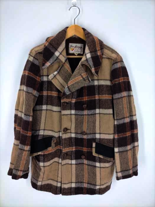 ユーズドフルギ USED古着 FOX KRAPP 70s ユニオンチケット付き 裏ボアクルミボタンチェック柄チェスターコート メンズ  38