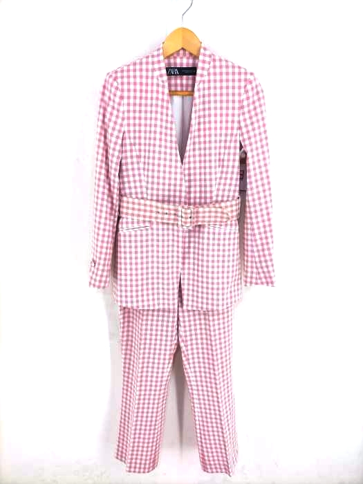ザラ ZARA ギンガムチェック テーラードセットアップ レディース  JKT XS BTM M