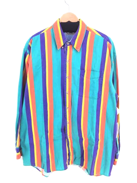 USED古着(ユーズドフルギ) 90S COUNTY SEAT マルチストライプシャツ メンズ JPN：XL