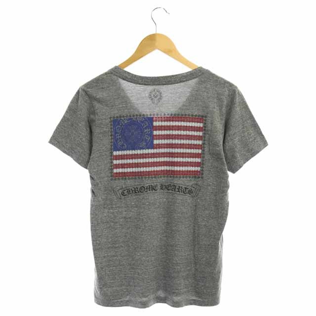 CHROME HEARTS(クロムハーツ) バックプリント VネックTシャツ カットソー 半袖 M グレー /AA ■OS メンズ  M