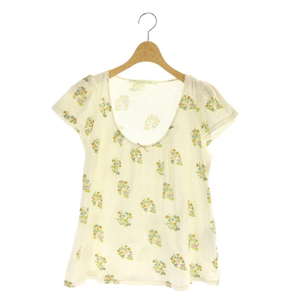 franche lippee(フランシュリッペ) カットソー 半袖 総柄 カワウソ柄 ドット M オフホワイト /MY ■OS レディース  M