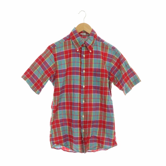 INDIVIDUALIZED SHIRTS(インディビジュアライズドシャツ) シャツ 半袖 チェック ボタンダウン 14 1/2 赤 青 レッド ブルー /MF メンズ  14 1/2（日本サイズS相当）