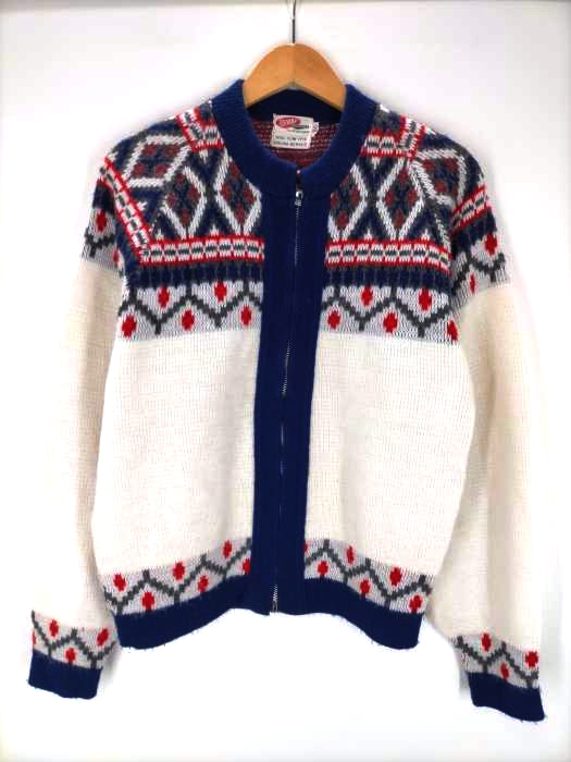 ユーズドフルギ USED古着 50S-60S RUGBY SPORTS WEAR ノルディック ジップアップカーディガン メンズ import：M