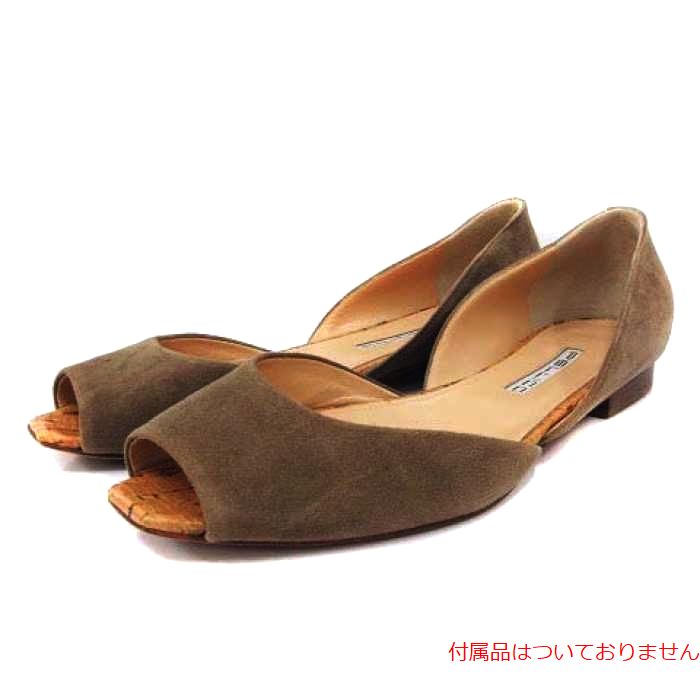 PELLICO(ペリーコ) フラットパンプス スエード オープントゥ 37.5 24.5cm 茶 ブラウン /YI11 レディース  37.5（24.5cm）