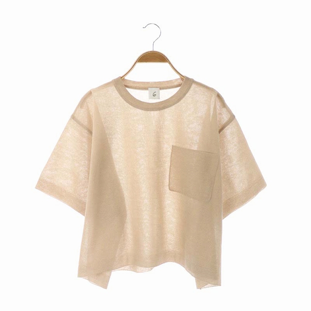 6 BEAUTY & YOUTH UNITED ARROWS(ロクビューティーアンドユースユナイテッドアローズ) B&Y ロク ビューティーアンドユース SHORT WIDE KNIT PULLOVER ニット カットソー ワイド 半袖 リネン混 ベージュ /AO ■OS レディース レディース サイズ表記なし