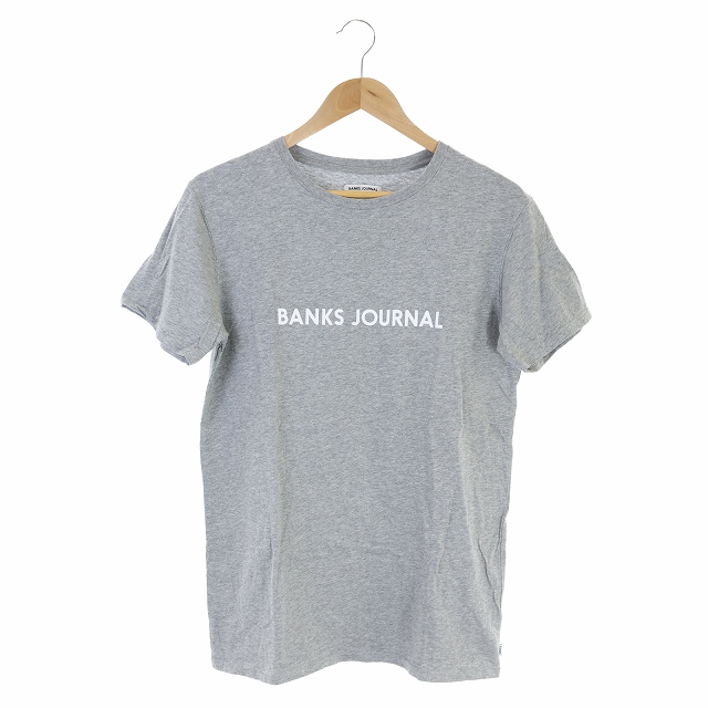 BANKS JOURNAL(バンクスジャーナル) Tシャツ カットソー 半袖 ロゴプリント S 杢グレー 白 /HH メンズ メンズ  S
