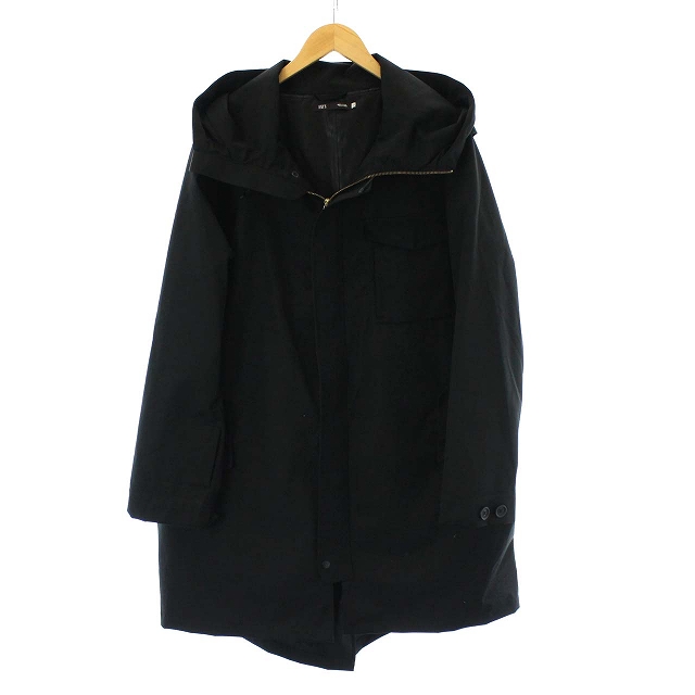 USED古着(ユーズドフルギ) オールズ OARS 19AW 11-POCKET 3-LAYER TRAVEL COAT モッズコート ロング ミドル丈 フード L 黒 ブラック /PJ メンズ メンズ  L