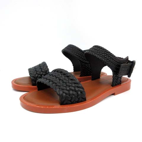 melissa(メリッサ) ×サリナス salinas サンダル ストラップ バックル レザー 牛革 23.0cm 茶 ブラウン 黒 ブラック /AN20 レディース  23.0cm