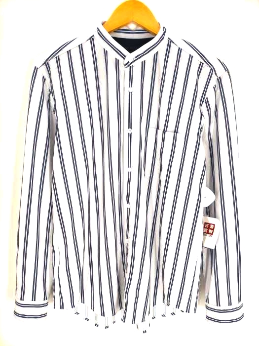 ブラックレーベルクレストブリッジ BLACK LABEL CRESTBRIDGE ストライプ バンドカラー シャツ メンズ JPN：M