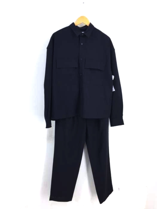 EMMA CLOTHES(エマクローズ) ブライトポプリン レギュラーカラーシャツジャケット L/S オーバーサイズ CPOシャツJKT&ワイドアンクルシェフパンツ ワンマイルウェア メンズ セットアップ カジュアルセットアップ