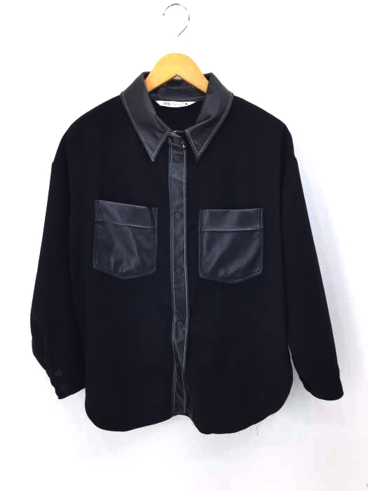 ZARA(ザラ) フェイクレザー切替シャツ メンズ JPN：L
