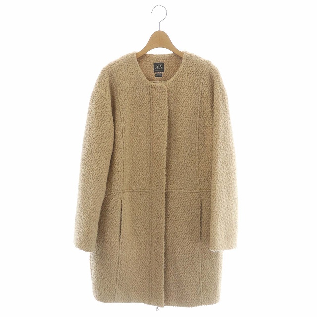 ARMANI EXCHANGE(アルマーニエクスチェンジ) アルマーニエクスチェンジ A/X ARMANI EXCHANGE ボアコート ノーカラー アウター ミドル丈 ウール S ベージュ /MF レディース レディース  S
