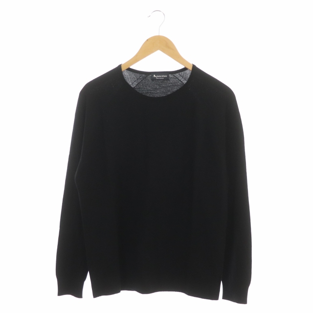 AQUASCUTUM(アクアスキュータム) Tシャツ カットソー ロンT 長袖 ニット ウール M 黒 ブラック /MF メンズ  M