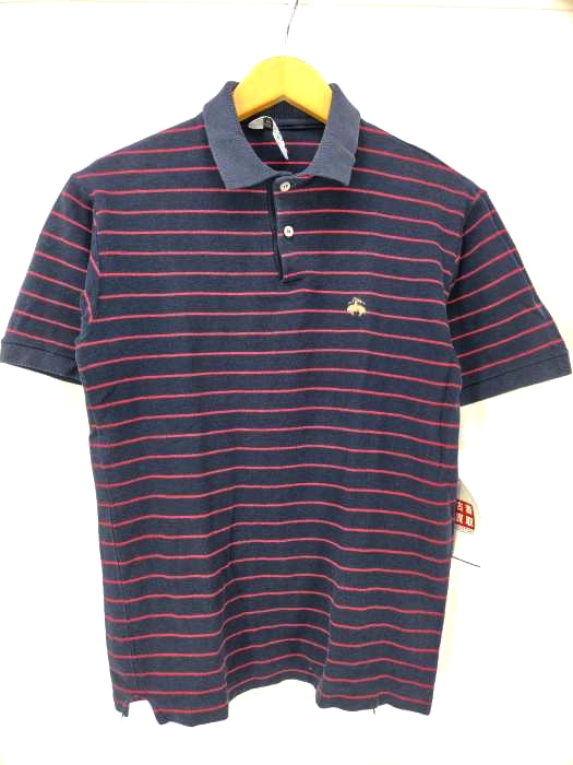 BROOKS BROTHERS Golden Fleece(ブルックスブラザーズゴールデンフリース) 旧タグ ボーダー鹿の子ポロ メンズ import：S