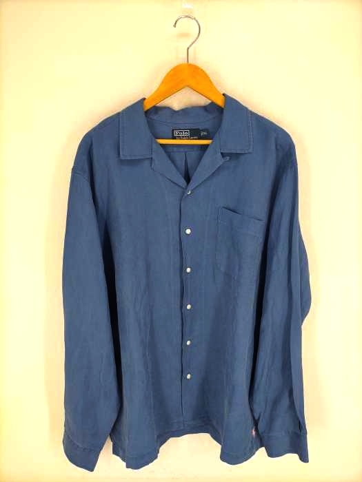 Polo by RALPH LAUREN(ポロバイラルフローレン) 90s 裾ポニー リネンシルク オープンカラーシャツ メンズ JPN：XL