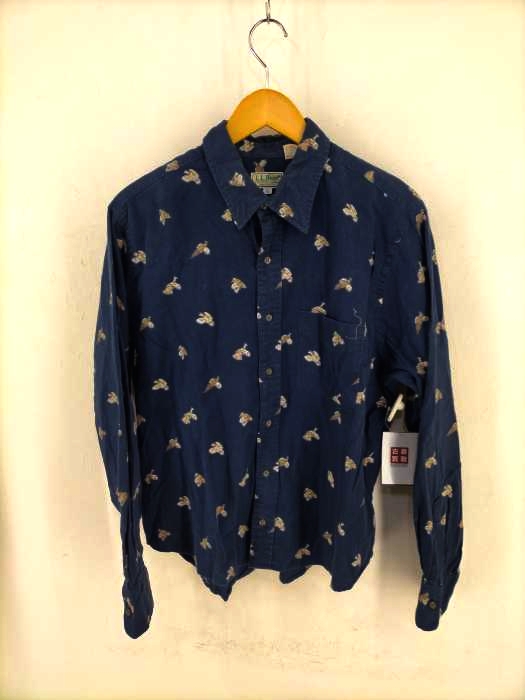 エルエルビーン L.L.Bean 80~90s USA製 襟芯 総柄ボタンシャツ メンズ JPN：L
