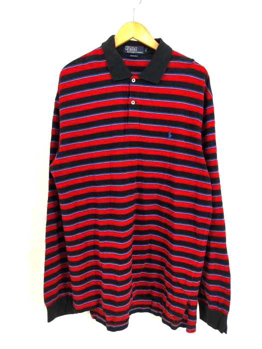 Polo by RALPH LAUREN(ポロバイラルフローレン) 90S ペルー製 ボーダーオーバーサイズポロシャツ メンズ JPN：L