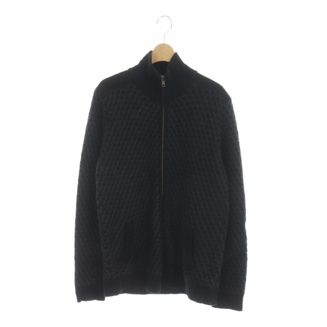 USED古着(ユーズドフルギ) {{Autumn Cashmere}}  ニット ブルゾン ジャケット ウール カシミヤ混 M 黒 ブラック /MF メンズ メンズ  M