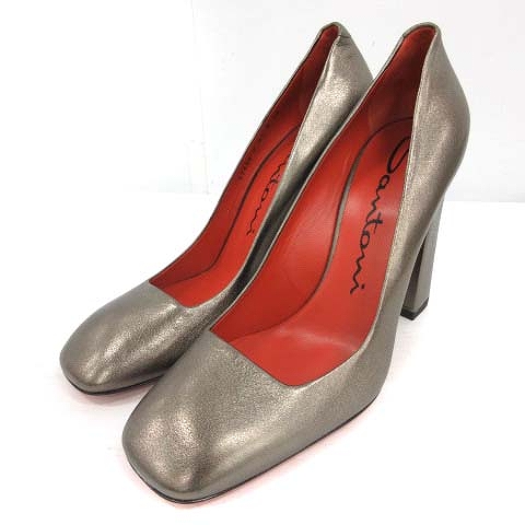 santoni(サントーニ) スクエアトゥ ヒールパンプス レディース 38(日本サイズ24.5cm相当)