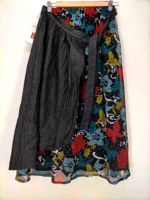 ScoLar(スカラー) {{IS SCOLAR}} イズスカラー 総柄シフォン切替 ラップスカート レディース JPN：M