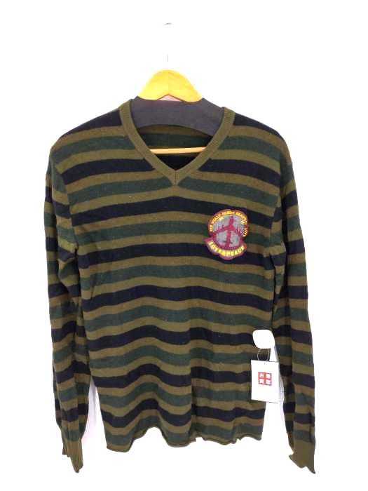 ジュンヤワタナベコムデギャルソンマン JUNYA WATANABE COMME des GARCONS MAN ワッペン刺繍 Vネック ボーダーニット メンズ JPN：S