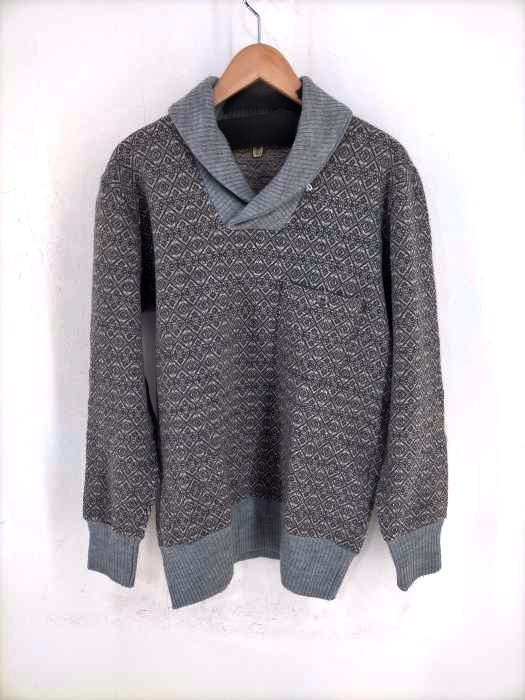 ドライボーンズ Dry Bones 総柄 ショールカラー 胸ポケットニット メンズ  40