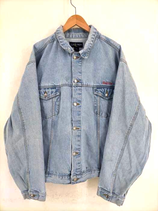 ルナピア luna pier 90S~00S 企業ロゴ刺繍 オーバーサイズデニムジャケット メンズ  2XL