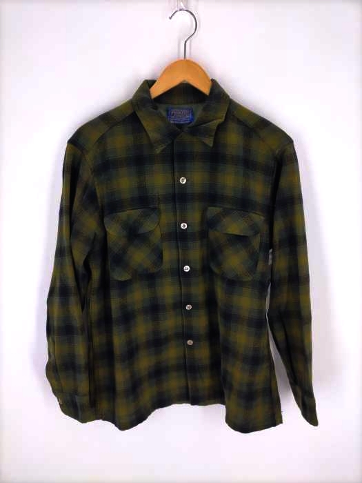 PENDLETON(ペンドルトン) 60S PURE VIRGIN WOOL フラップポケットチェック柄ボックス開襟シャツ メンズ JPN：L