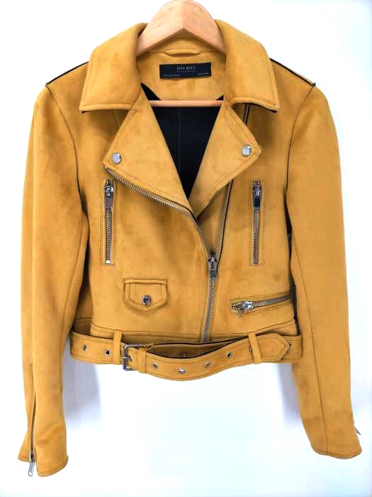 ZARA BASIC(ザラベーシック) フェイクスウェードライダースジャケット レディース import：M