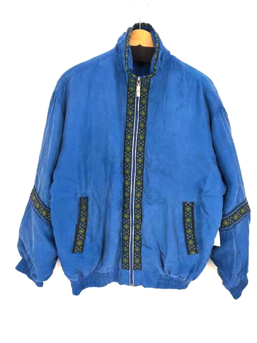 ユーズドフルギ USED古着 FUDA SPORT ネイティブ柄 シルクブルゾン メンズ  L