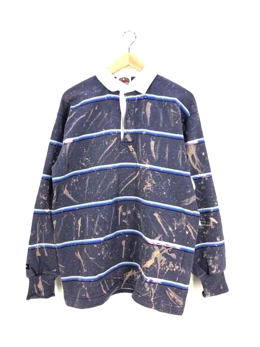 バーバリアン BARBARIAN RUGBY WEAR ペイント加工 ラガーシャツ メンズ import：L