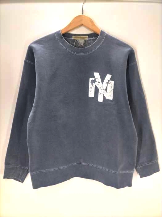 ユーズドフルギ USED古着 USA製 NEGRO LEAGUE 発砲プリント NY ブラックヤンキース オーバーダイ スウェット メンズ 表記無