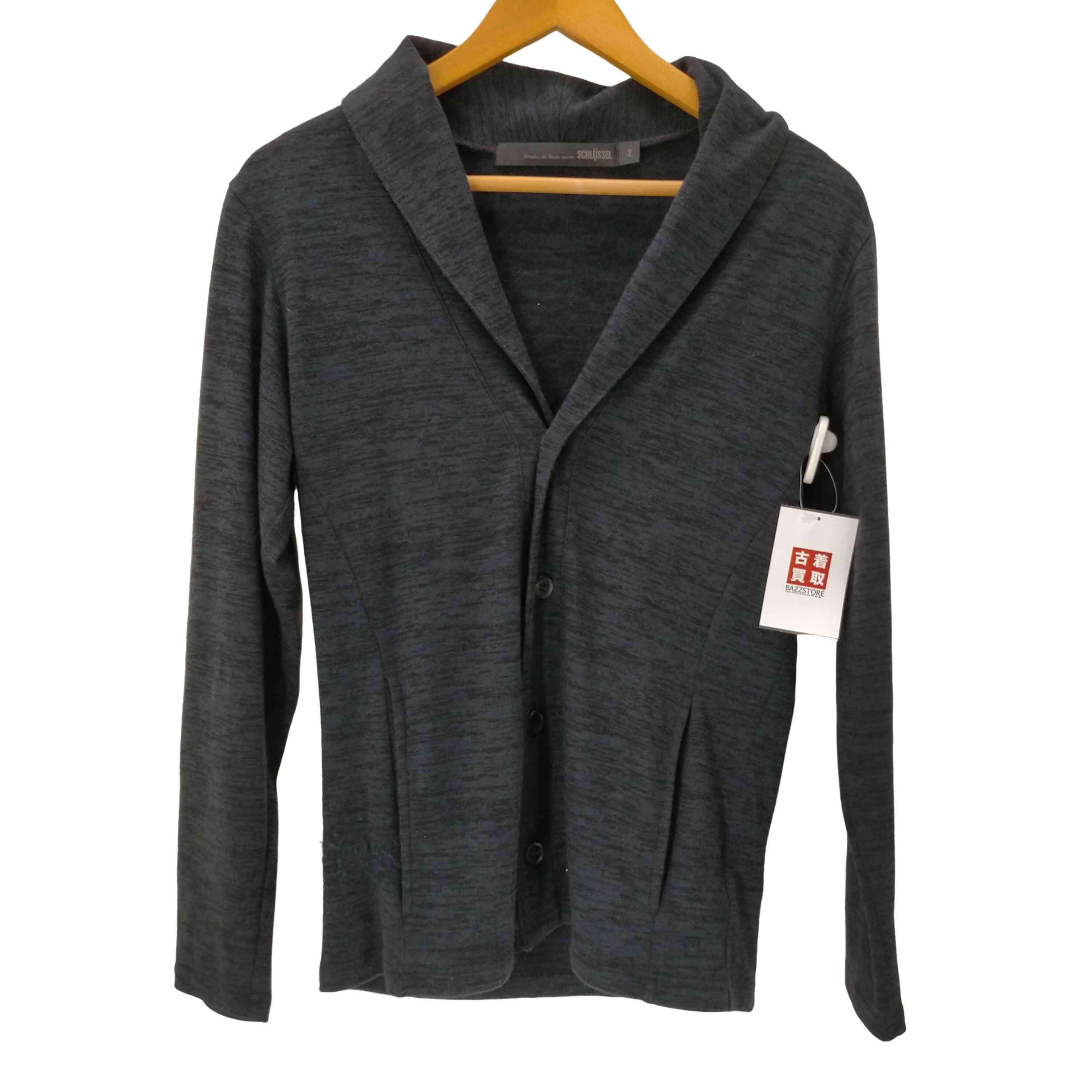 SCHLUSSEL(シュリセル) レーヨン混 ミックスファブリック ショールカラー 4B カーディガン Y2K メンズ JPN:2 【中古】【ブランド古着バ