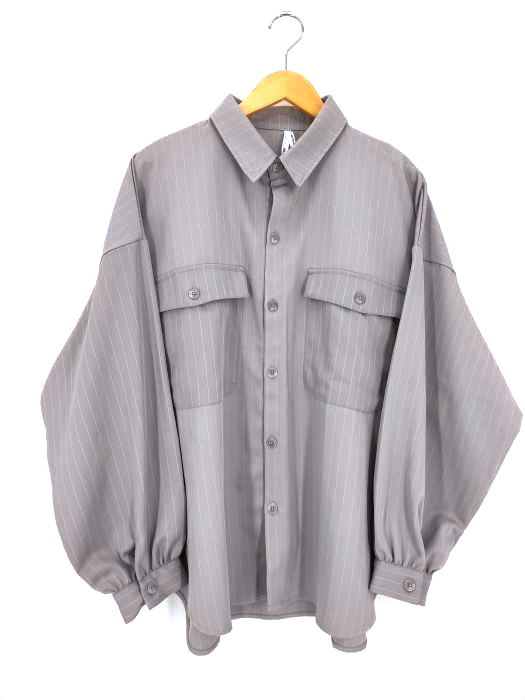 HALHAM(ハルハム) ピンストライプ バルーンスリーブ CPOシャツ メンズ  M