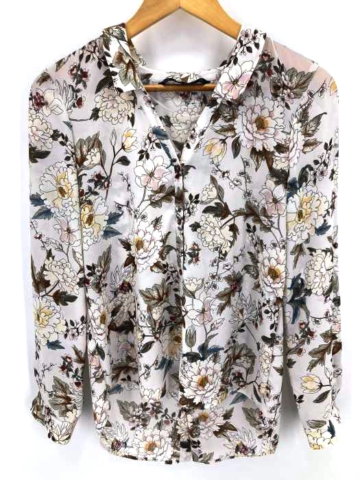 ZARA BASIC(ザラベーシック) 花柄 スキッパーシャツブラウス レディース import:XS