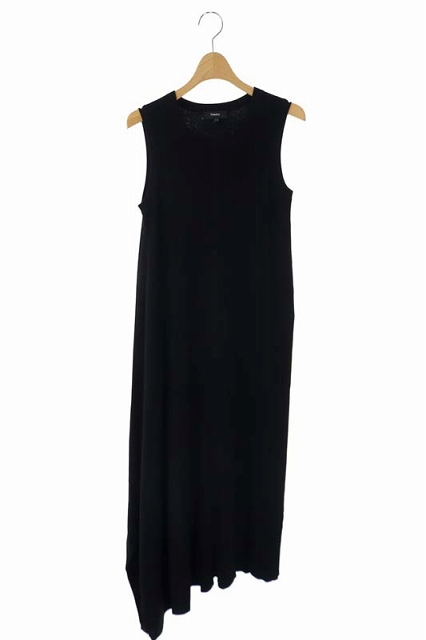 theory(セオリー) 21SS Compact Crepe Asym DR アシンメトリー ノースリーブワンピース ロング リブニット S 黒 ブラック /DF ■OS レディース  S