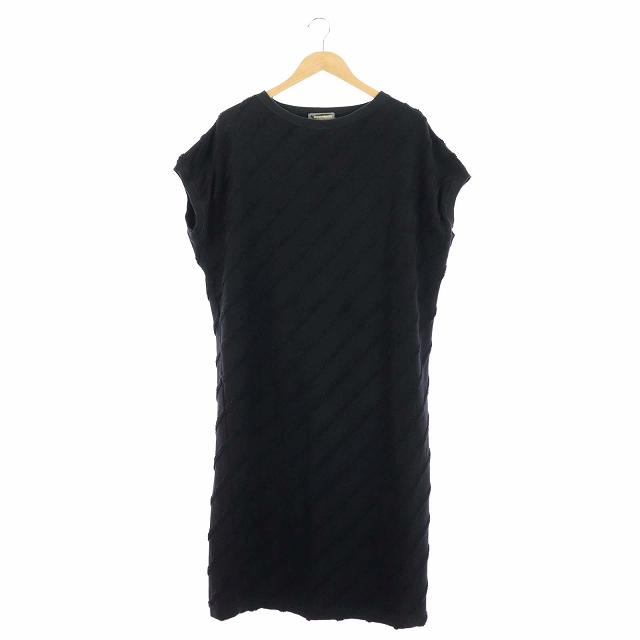 ISSEY MIYAKE(イッセイミヤケ) ワンピース 半袖 台形 ロング ヴィンテージ 筆タグ クルーネック M 黒 /AA ■ISB81 レディース  M
