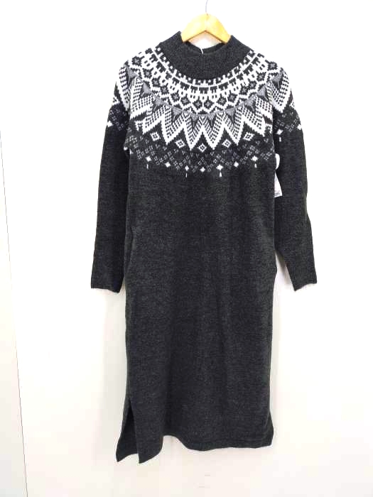 AZUL by moussy(アズールバイマウジー) 求心柄ニットワンピース レディース  M