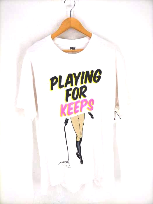USED古着(ユーズドフルギ) {{PLAYINGFORKEEPS}} プリントクルーネックTシャツ メンズ JPN：L