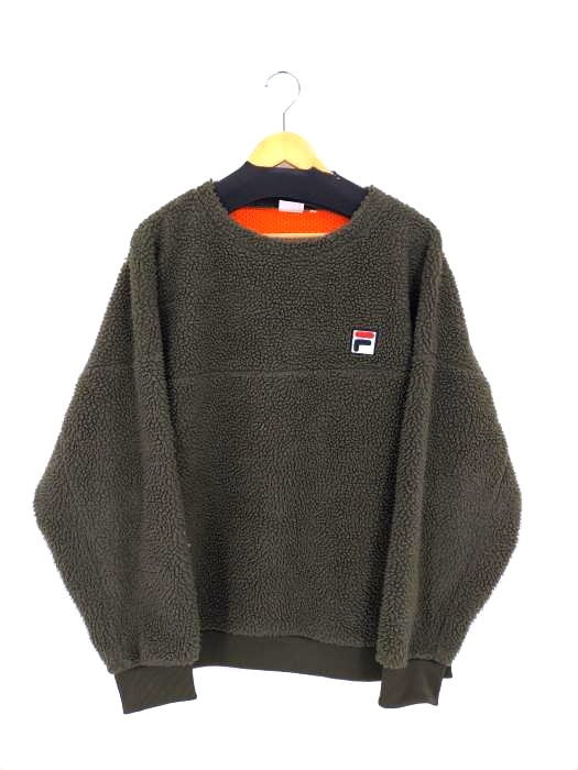 フィラ FILA オーバーサイズ ワンポイントロゴ刺繍 ボアプルオーバー メンズ JPN：L